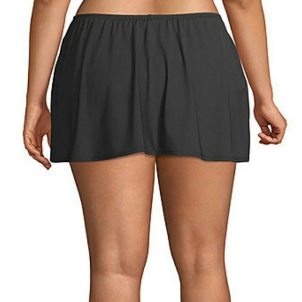 LIZ CLAIBORNE Swim Skirt Solid Black Plus Size w Tummy Control Panel